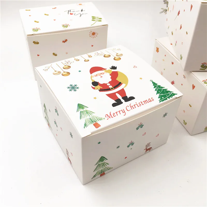 20Pcs Balto Popieriaus Pakavimo Saldainių Dėžutė Linksmų Kalėdų Dovanų Dėžutės 