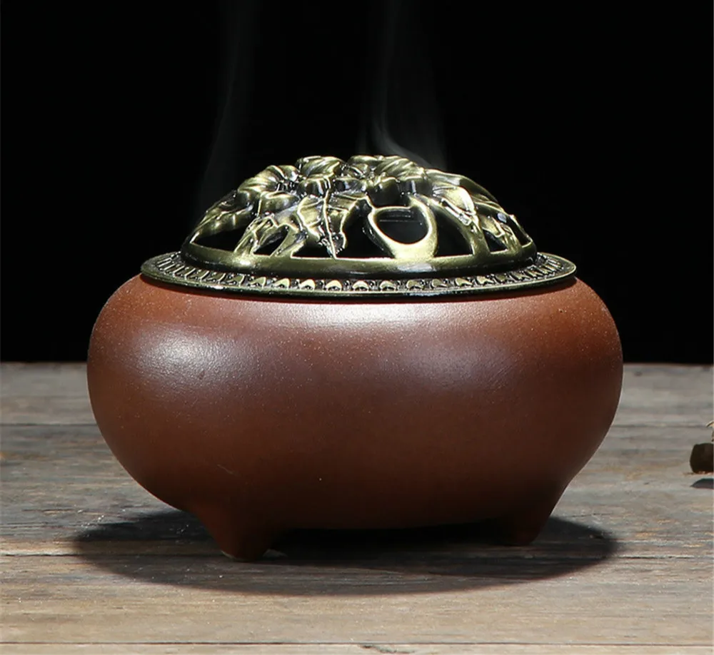 Keramikos Smilkalų Laikiklis 2 Spalvų Lydinio, Padengti Vintage Retro Kinija Smilkalų Degiklis Censer Namų Gyvenimo Arbatos Kambarių Tarnyba