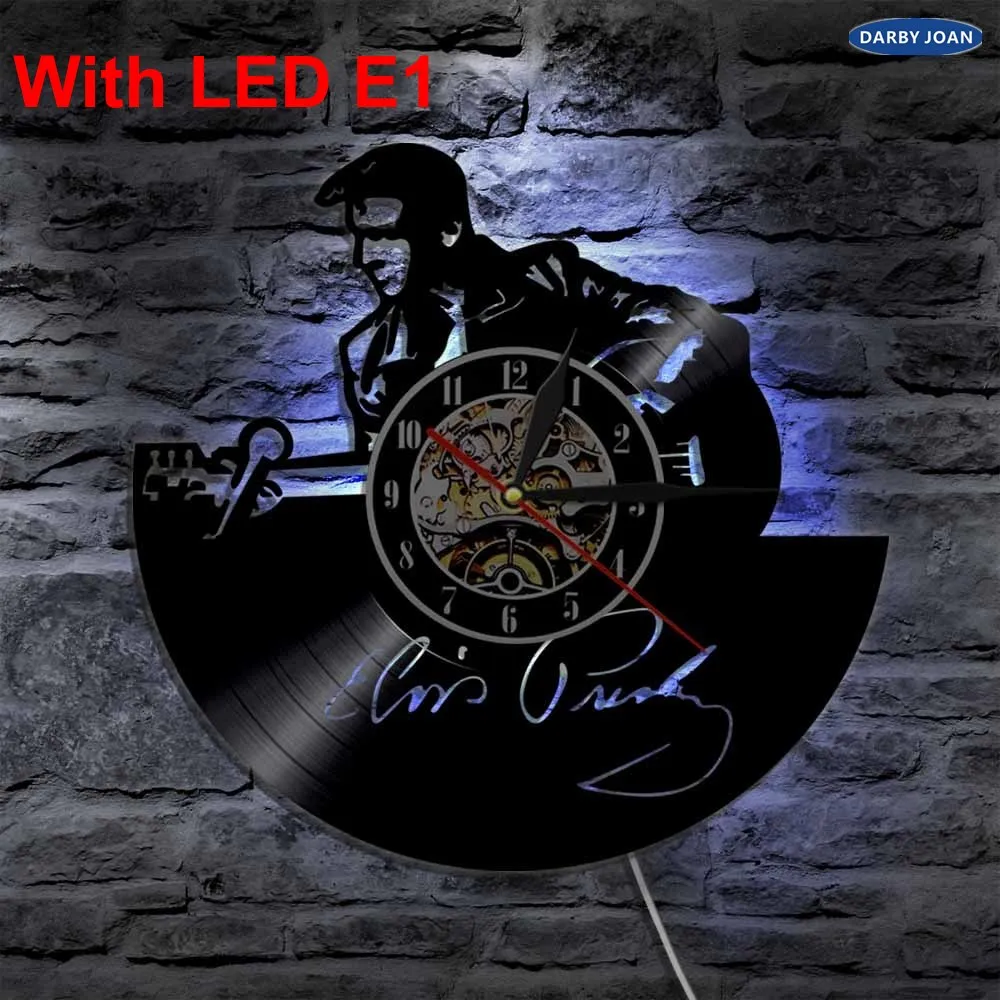 Elvis Siluetas LED Šviesos Vinilo Sienos Laikrodį, Spalva Keičiasi Kietas Kambarį Interjero Dekoro Sienų apšvietimo Nuotolinio valdymo pultelis