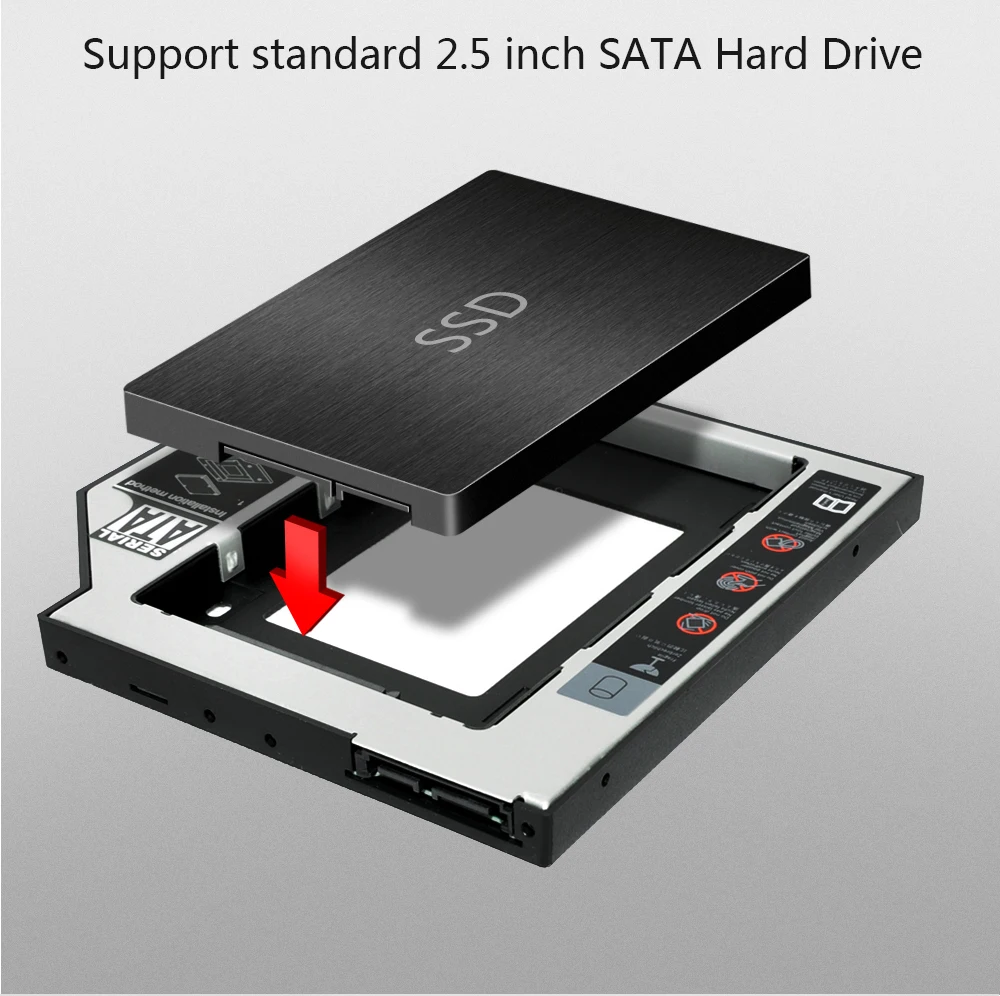 Sunvalley Kietajame Diske Bay Universal 2.5 2 9,5 mm SSD HDD SATA kietas Diskas HDD Caddy Adapteris Bay Cd Dvd Rom