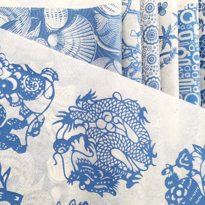 16PCS keramikos keramikos molio Perkėlimo popierius glazūra underglaze gėlių popieriaus Jingdezhen mėlynos ir baltos spalvos porceliano decal popieriaus 54x37cm