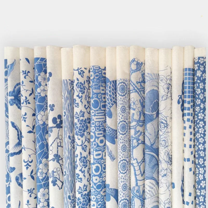 16PCS keramikos keramikos molio Perkėlimo popierius glazūra underglaze gėlių popieriaus Jingdezhen mėlynos ir baltos spalvos porceliano decal popieriaus 54x37cm