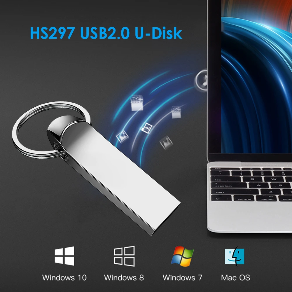 HS297 USB Flash Drive, Metalo Pendrive USB 2.0 8GB 16GB 32GB 64GB 128GB Nykščio Šuolis Ratai