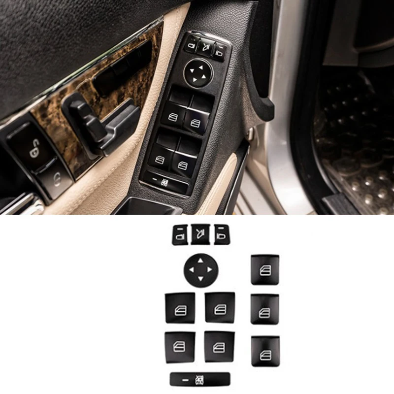 12PCS Automobilių Durų rankų atramos duryse esantį Mygtuką Apdailos Dangtelio Lipdukas Mercedes Benz GLK, ML, GL a B C E G Klasės W204 X166