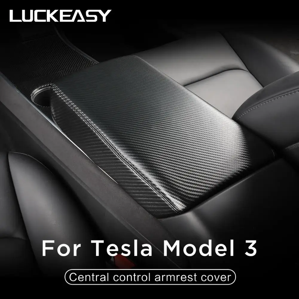 LUCKEASY Automobilio Sėdynėje Lauke Apsauginis Dangtelis Tesla Model 3 ir Tesla Model Y 2017-2020 Centrinio valdymo Porankiu Oda Padengti