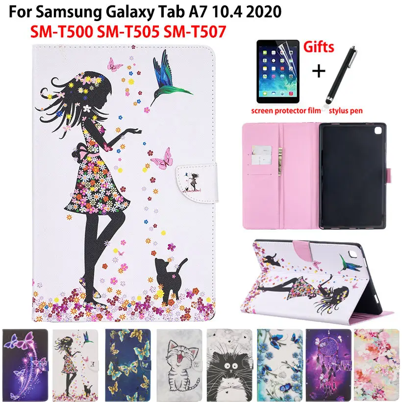 Case For Samsung Galaxy Tab A7 10.4 2020 Padengti T500 SM-T500 SM-T505 SM-T507 Funda Tablet Mados Mergaitė Katė Apversti Shell 