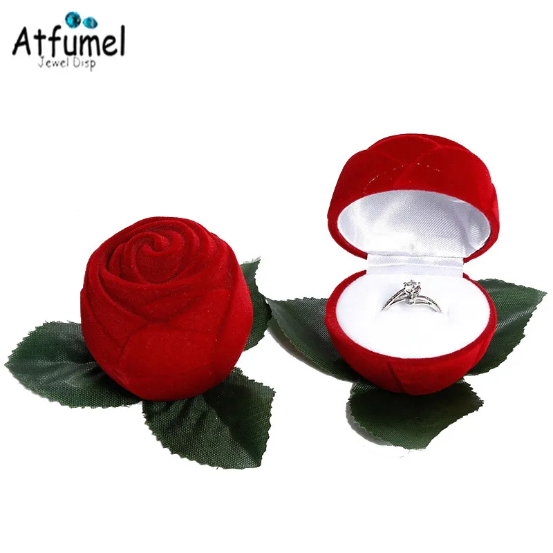 10vnt Velvet Rose Gėlės Žiedas Lange Raudonas Žiedas, Papuošalų Laikymo Dėžutė Valentino Dieną Įsimylėjėliai Gimtadienio Papuošalai Žiedą Dovanų Dėžutė Žiedui Atveju