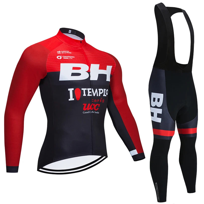 Raudona NAUJA BH TEAM DVIRAČIŲ Džersis dviratį kelnės Sportinės aprangos Ropa Ciclismo MENS šilumos vilnos 20D Pro DVIRAČIŲ džersis Maillot