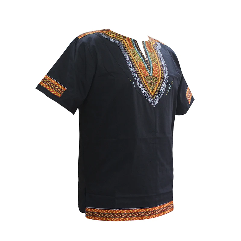 Dashikiage Afrikos Dashiki Tradicinių Spausdinimo Trumpomis Rankovėmis V-Kaklo, Mados Bohe Vyrų Top-Shirt
