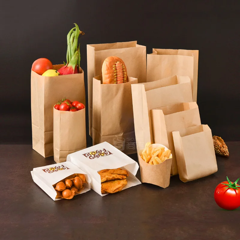 50/100/vnt./Kraft paper bag užkandžių pakuotės naftos įrodymas vienkartiniai hamburger pakuotės išimkite maišelį užsakymą duoną pjaustyti vištienos krepšys