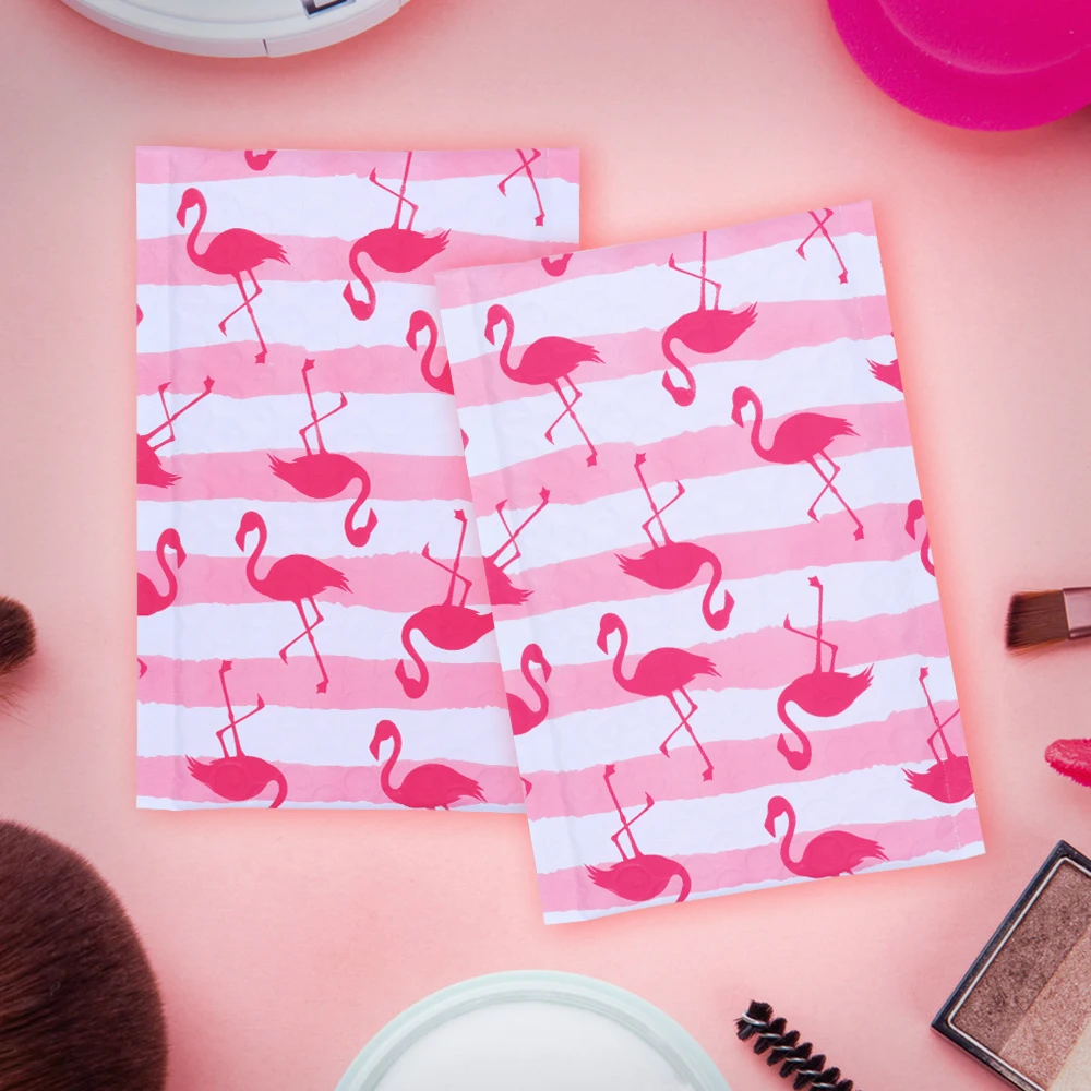 10VNT Kūrybos Spausdinti Flamingo Poli Bubble Mailer Kamšalu Paketas Savarankiškai Antspaudas Pašto Burbulas Voką, Pašto Siuntimo Vokai