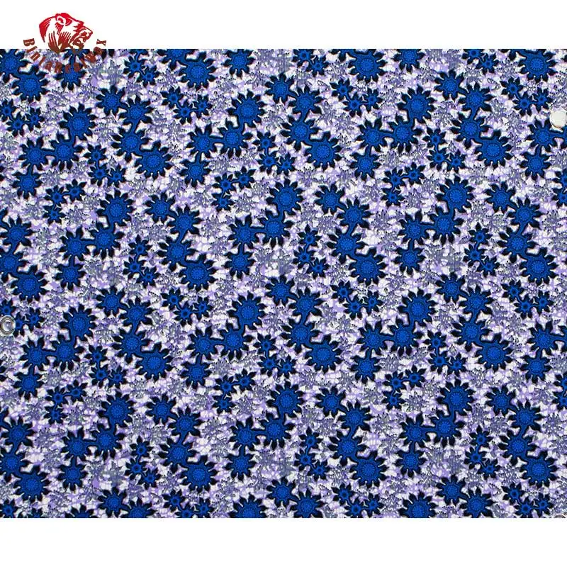 Ankara Audinio Afrikos Poliesteris Spausdinti Mėlyna Gėlė Afrikos BintaRealWax Aukštos Kokybės 6 metrų/daug Afrikos Audinio Suknelė FP6324