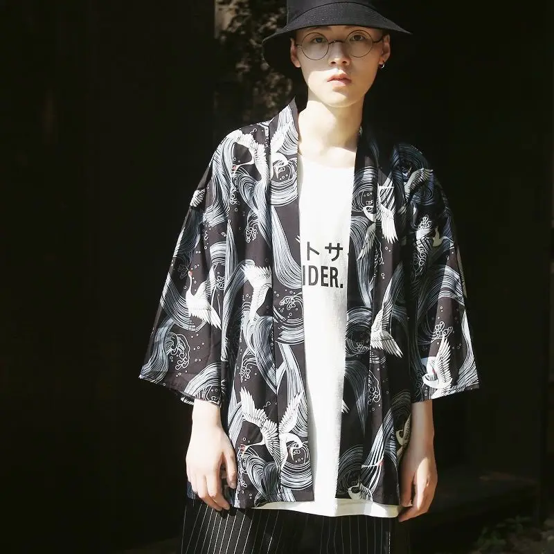 Japonų Stiliaus Katė Samurajus Kimono Streetwear Palaidinė Vyrų, Moterų Megztinis Japonija Harajuku Anime Skraiste Anime Drabužius 2021 M. Vasaros Marškinėliai