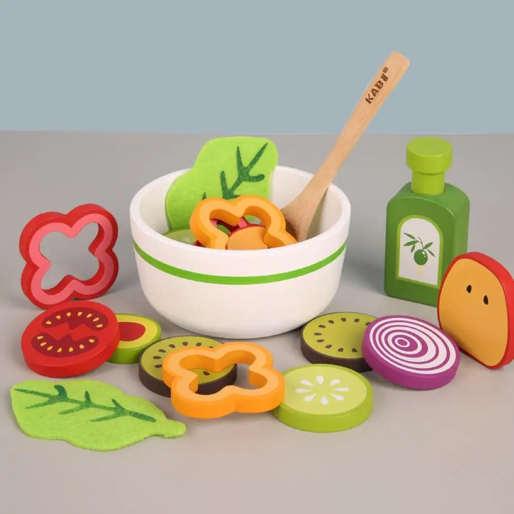 21Pcs Vaikai Medinių Vaisių, Daržovių Salotos Virtuvės Apsimesti Žaisti Namus, Interaktyvus Žaislas