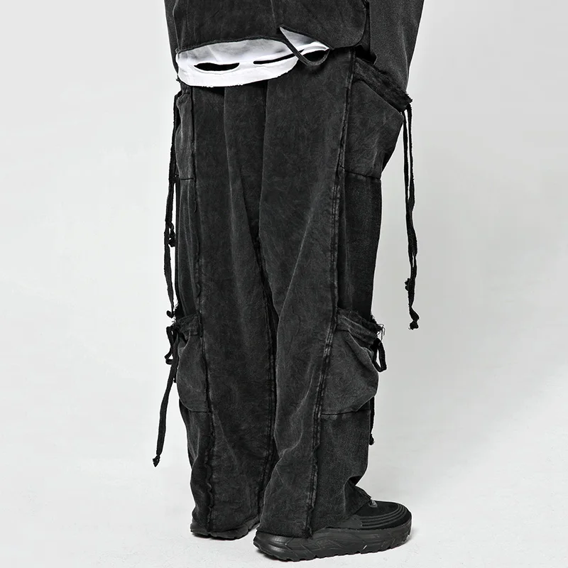 AOLAMEGS Vyrų Kelnės Medvilnės Super Loose Jaukus Sweatpants Vyrų Multi-Pocket Diablo Stiliaus Japonų Retro High Street Streetwear