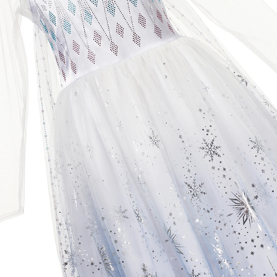 MUABABY Mergina Duobute Elsa Suknelė Vaikai Balta Suknelė Blizgučiai Jojimo Kostiumas Snaigės Tiulio Suknelė Princesė Žaidimas Išgalvotas Drabužius