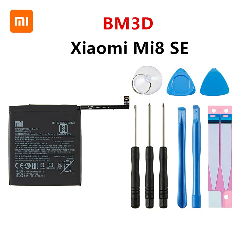 Xiao mi Originalus BM3D 3020mAh Baterija Xiaomi Mi 8 SE Mi8 SE Mi8SE BM3D Aukštos Kokybės Telefoną Pakeisti Baterijas +Įrankiai