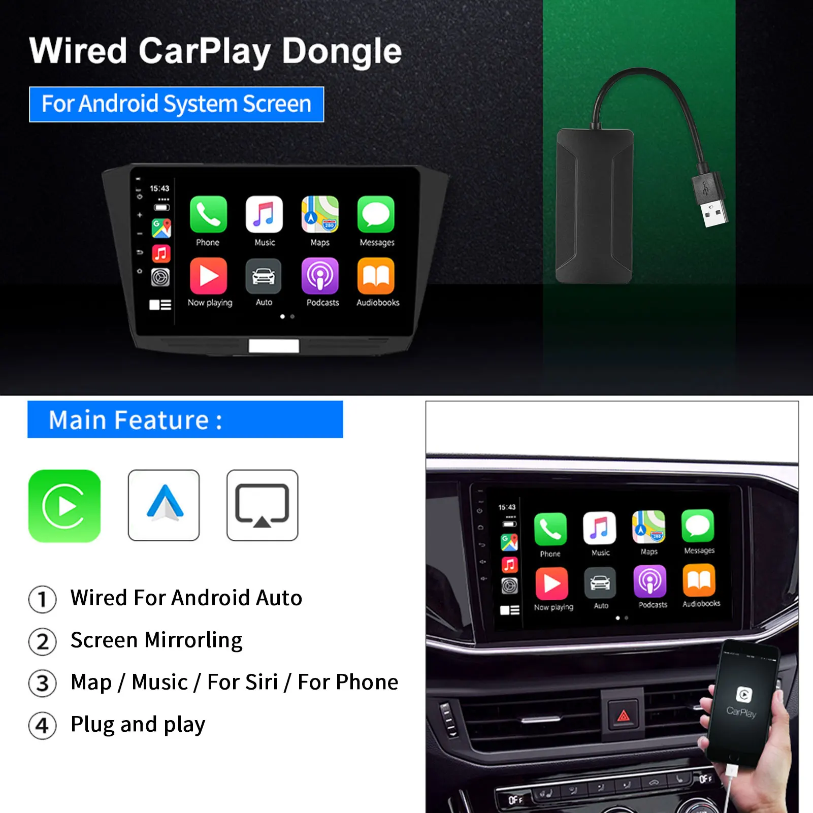 2021 Laidinio CarPlay Smart Link Auto Raktu, Skirta 