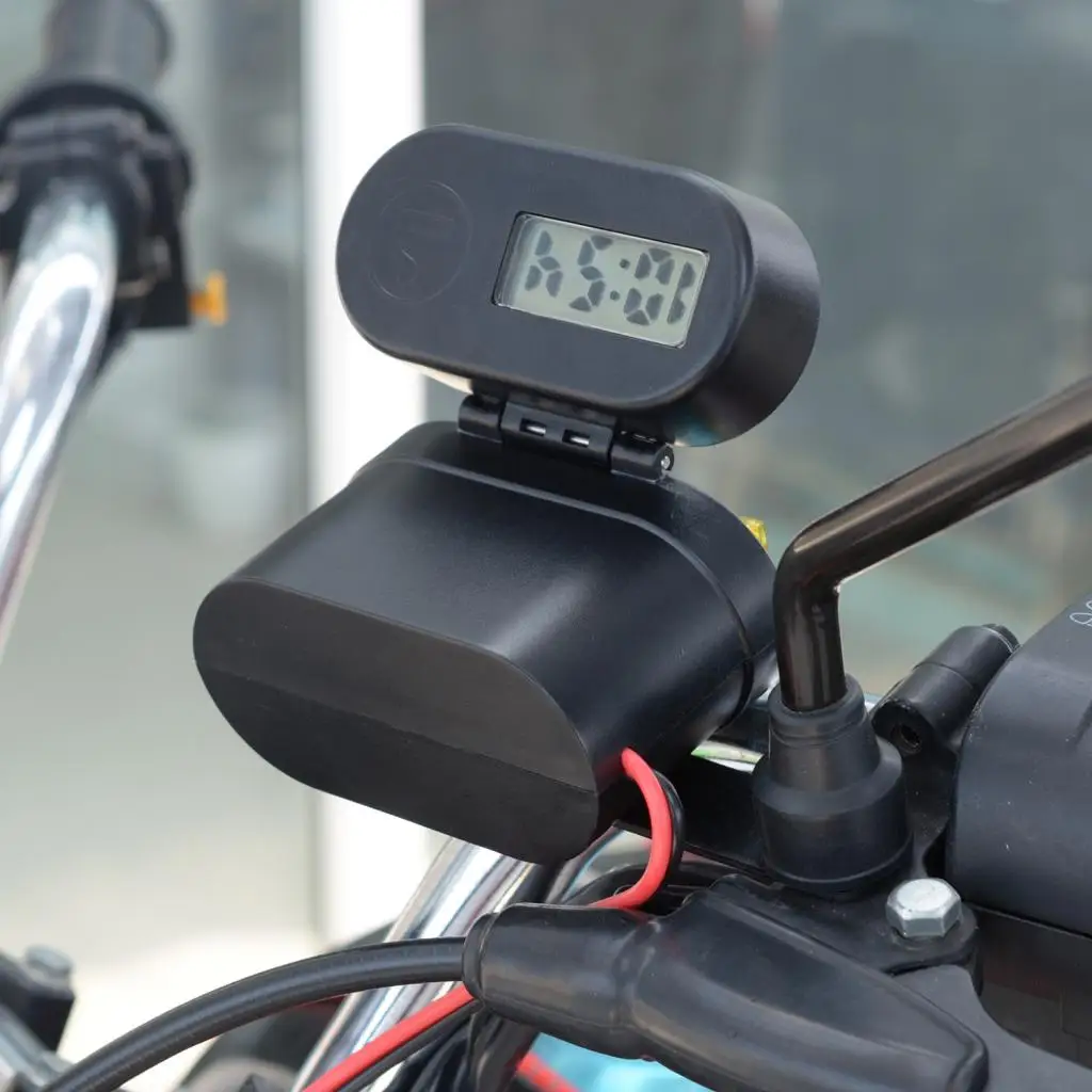 Atsparus vandeniui Motociklas Lengvesnis Dual USB Įkroviklį Įjunkite Laikrodis Rankenos Laikiklis Telefonams Telefono Įkroviklį, įkroviklio Adapterį