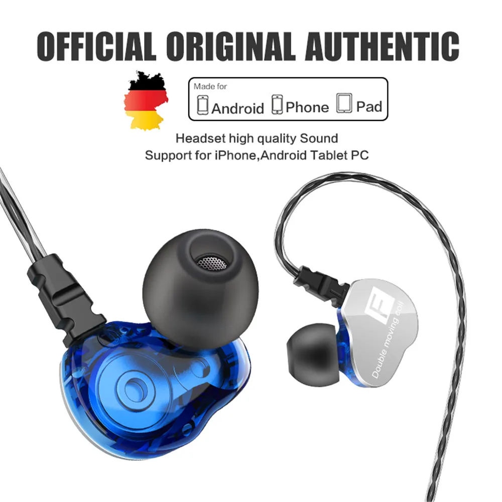 Dual Juda Ritė Heavy Bass HiFi Mikrofonas In-ear Sporto Ausines, iPhone, 