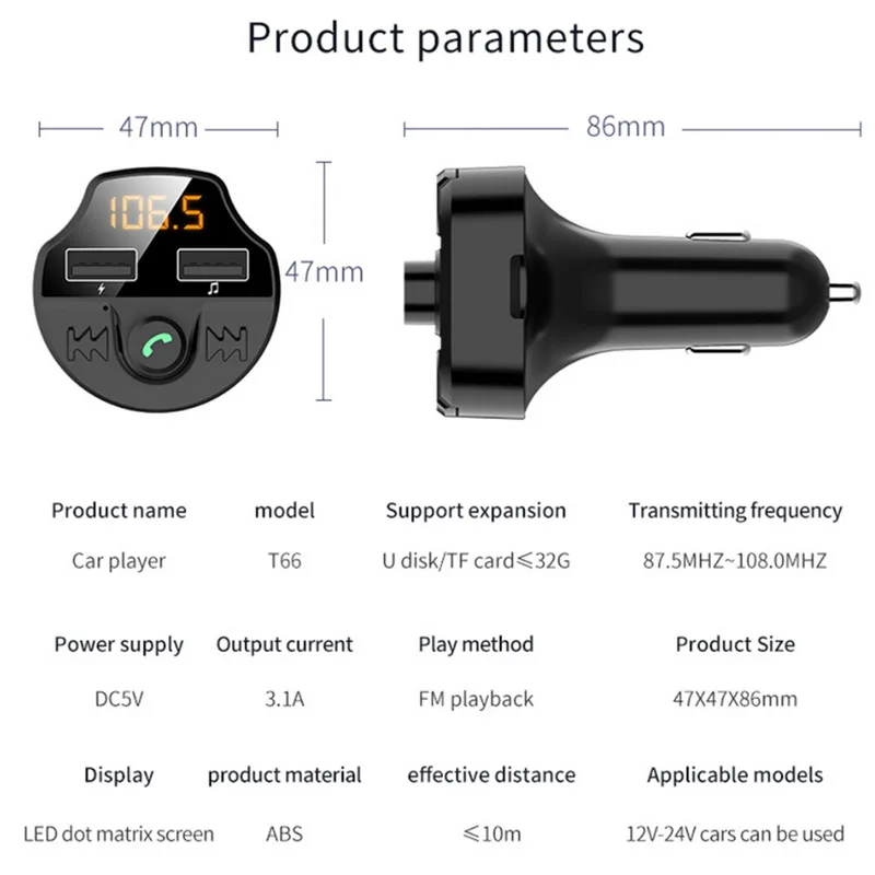 Automobilių Siųstuvas Bluetooth 5.0 Auto Mp3 Grotuvas Moduliatorius Adapteris Baterijos Įtampa TF Kortelė, laisvų Rankų Dual USB Smart Chip U disko