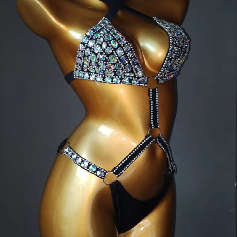 2019 venera atostogų Diamond bikini seksualus moterų maudymosi kostiumėlį su žvilgus kristalų naujas stilius siamo maudymosi kostiumą, push up bikinis