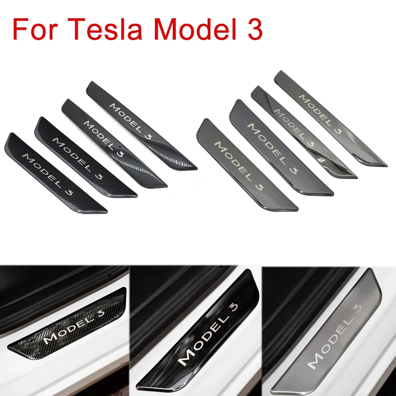 Model3 Priekio Atgal, Automobilių Durų Slenksčio Apdailos Wrap Padengti Tesla Model 3 Pedalas Durų Slenksčio Nusitrinti Plokštė Raštas Juostelės 2020 Modelis 3