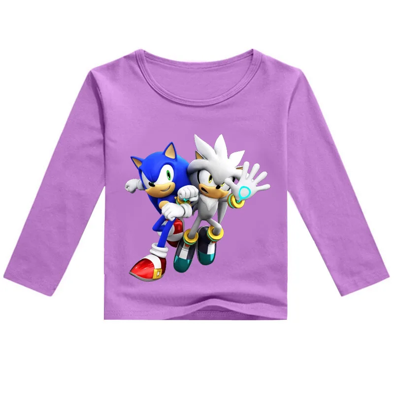 2-16Y Kūdikių Berniukų T Marškinėliai Vaikams, Cartoon Sonic The Hedgehog Marškinėliai Mergaitėms ilgomis Rankovėmis Viršūnes Vaikas Kratinys Drabužiai Vaikams Marškinėliai