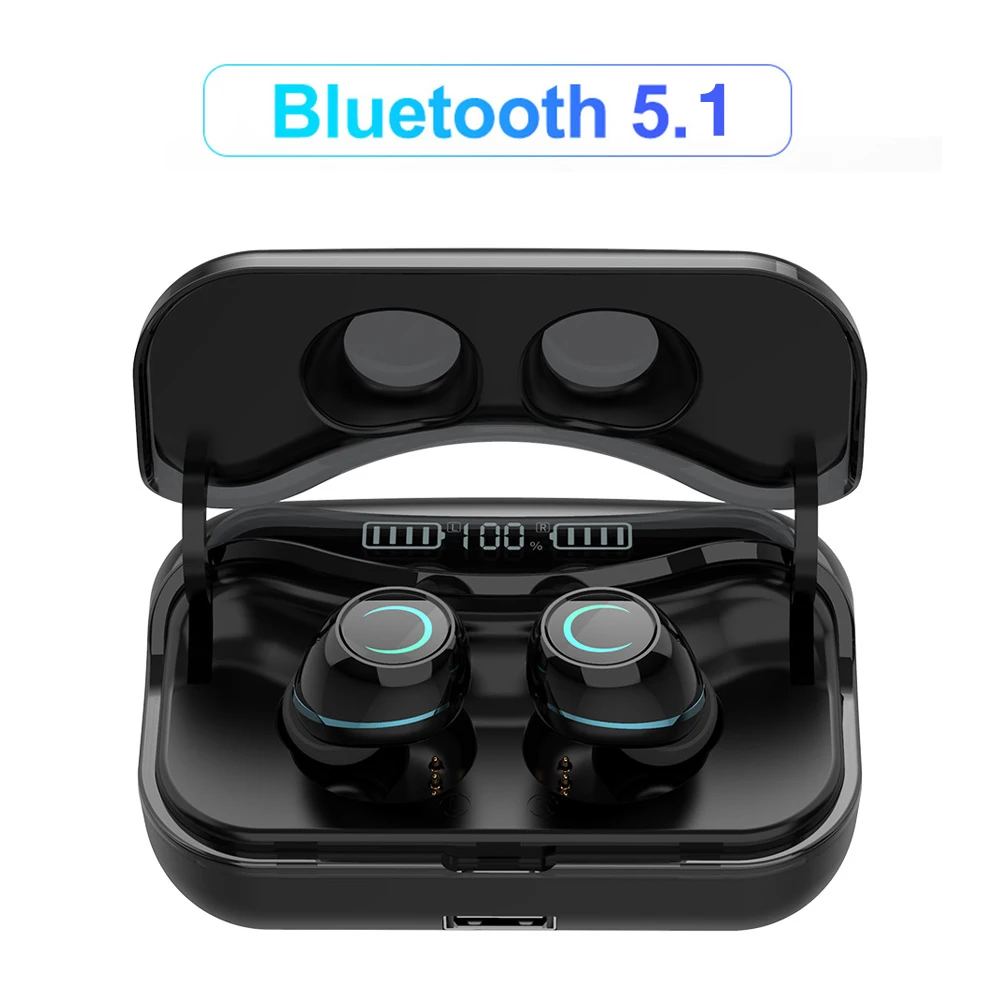 G08 Bluetooth 5.1 Ausinės Touch Control Belaidis Headphons HiFi IPX7 atsparus Vandeniui Ausinių laisvų Rankų įranga Su LED Ekranas, Baterija Dėžutę