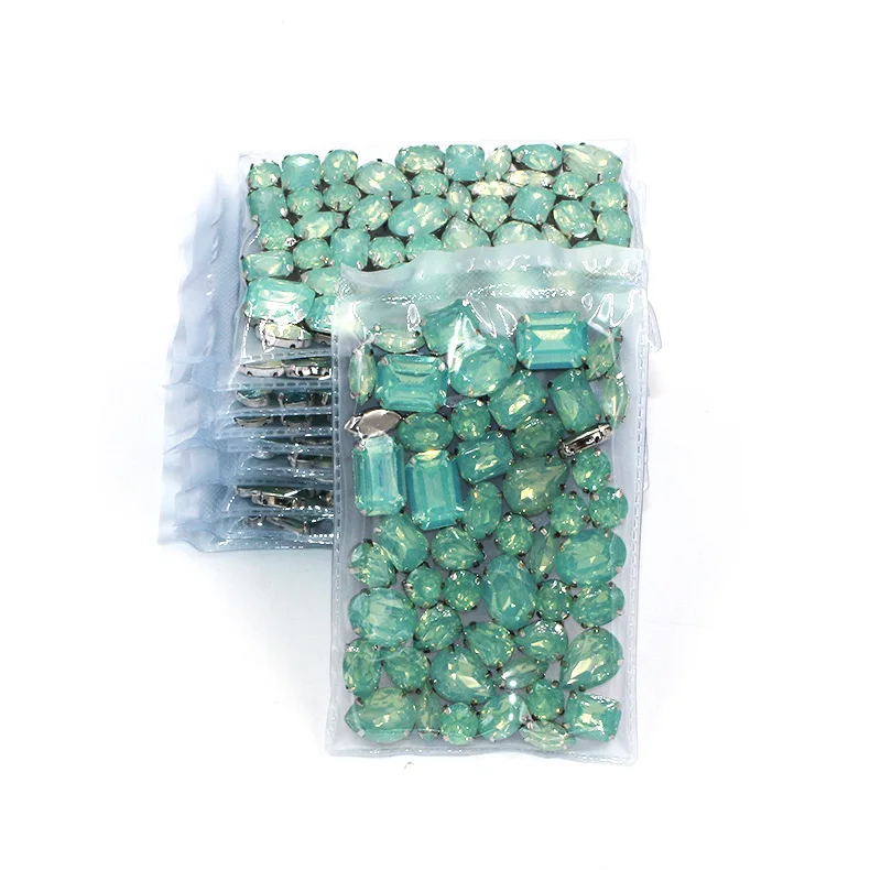 Naujų Didmeninių 5 krepšiai mišrios formos Alyvuogių žalia cirkonio Dervos sidabro pagrindo siūti cirkonio Drabužių priedai