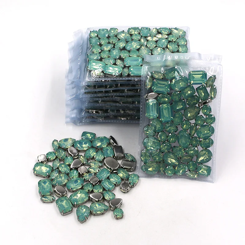 Naujų Didmeninių 5 krepšiai mišrios formos Alyvuogių žalia cirkonio Dervos sidabro pagrindo siūti cirkonio Drabužių priedai