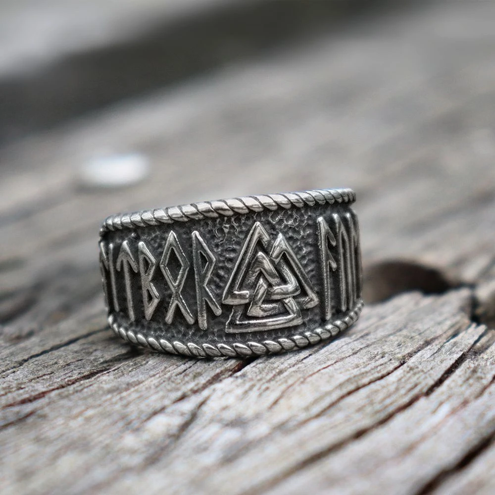 Viking Odin Valknut Runos Žiedas Derliaus Mens Kariai Rune Nerūdijančio Plieno Žiedas Skandinavų Amuletas Papuošalai