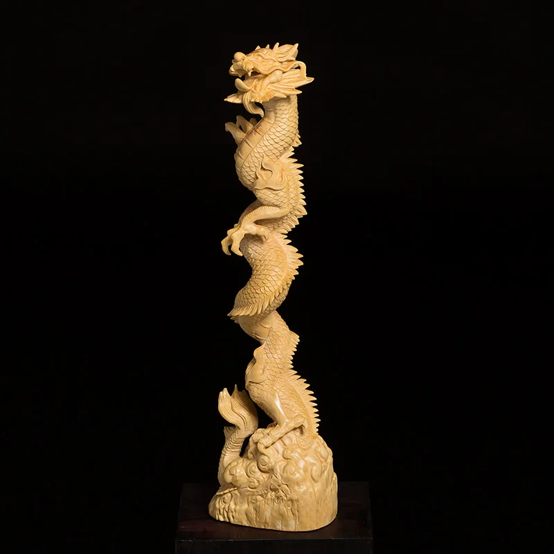 Boxwood Drožyba Kinijos Nekilnojamojo Medienos Drakono Galvą Teptuku Kabinti Statula Rankdarbių Laimingas Drakonas Pen Rėmo Skulptūra Namų Dekoro