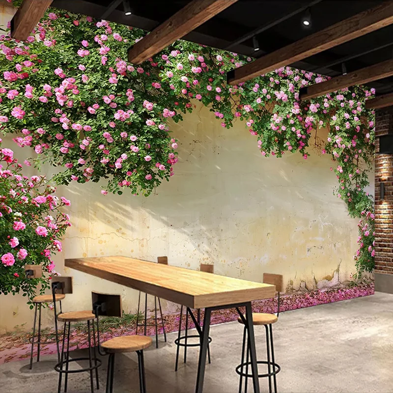 Custom Foto tapetų Dažymas 3D Pink Gėlių Vynmedžio Fone Sienų Freskomis Tapetai Gyvenamasis Kambarys, Virtuvė, Sienos, Namo Apdailos