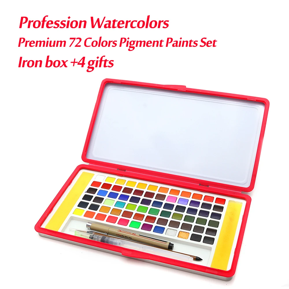 Premium 72 Spalvų Geležies Dėžutė Kietas Akvareliniai Dažai Nustatyti Profesinės Vandens Spalvų, Suaugusiems, Vaikams, Tapybos Gražių Dovanų