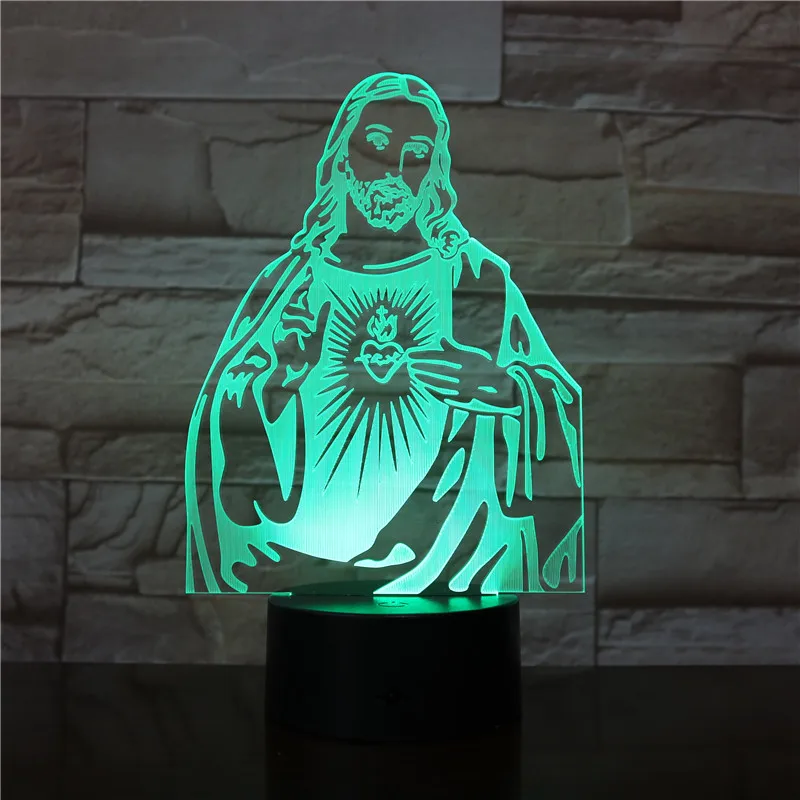 Lampe Led Jėzus 7 Spalvų Keitimas Nakties Žibintas 3D Lentelė Šviesos Miegamajame Miega lamparas Namų Dekoras Dekoras Šviestuvai, 3232