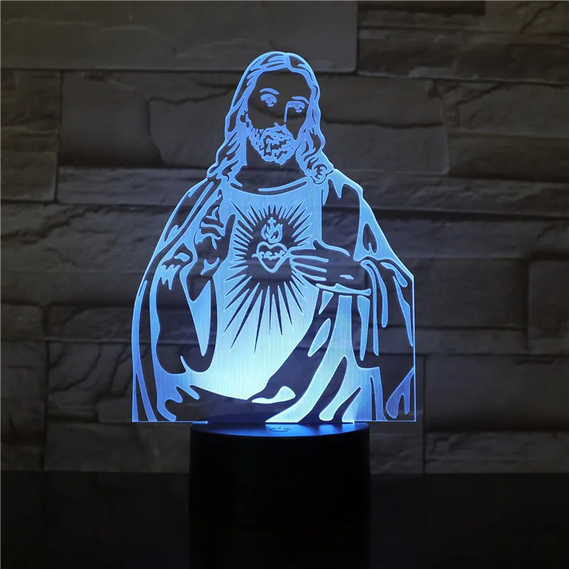 Lampe Led Jėzus 7 Spalvų Keitimas Nakties Žibintas 3D Lentelė Šviesos Miegamajame Miega lamparas Namų Dekoras Dekoras Šviestuvai, 3232