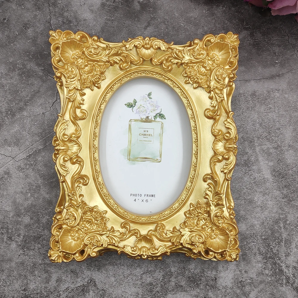 Prabanga baroko stiliaus, aukso foto rėmelis 6/7 colių darbalaukio kūrybos dervos foto rėmelį, dovana, namų vestuvių sienų apdaila