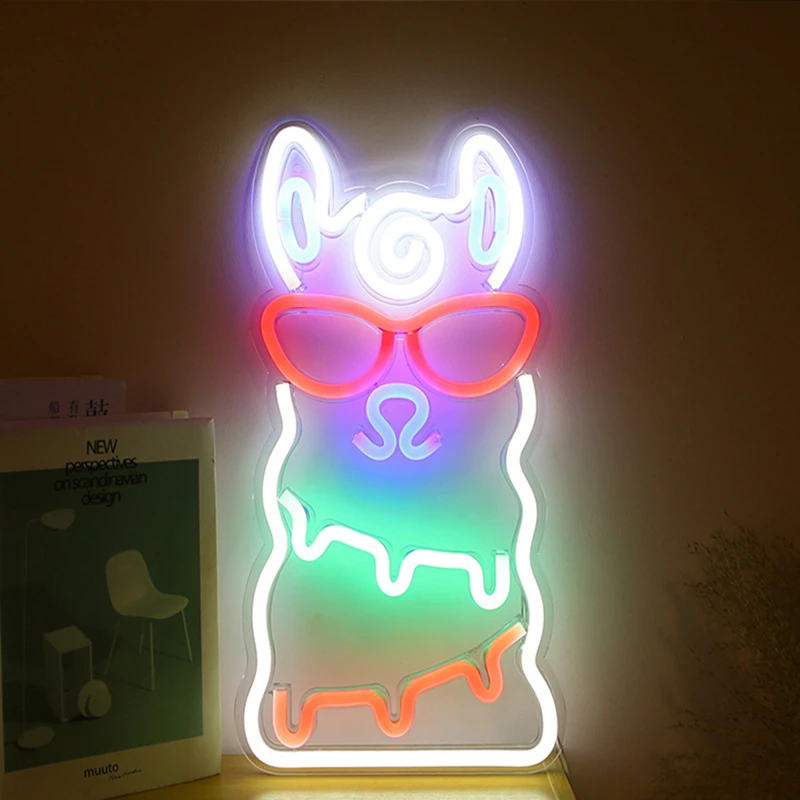 Alpaka Neon Požymiai USB Led Neon Pub Kietas Šviesos Sienos Meno Miegamasis Baras Dekoracijos Namų Reikmenys Šalis Atostogų Užsakymą Ženklas