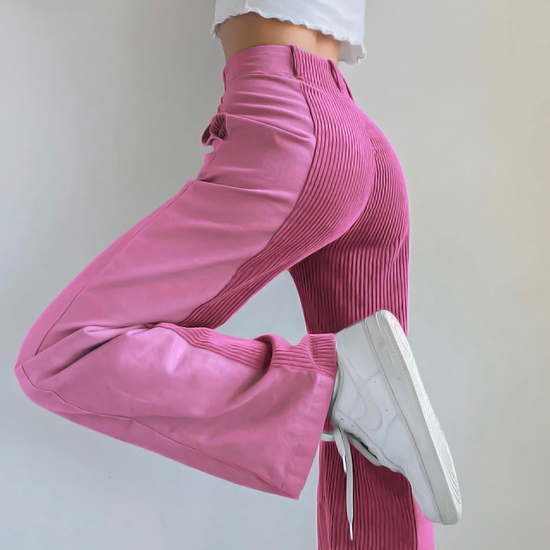 Moterų Atsitiktinis Poilsiu Aukštos Juosmens, Palaidi Moterų Žiemos Panelled Velvetas Kelnės Šiltas Pločio Kojų Kelnės Korėjos Kelnes Juokinga Streetwear