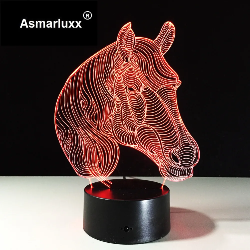 Arklių Led pagrindiniai kištukiniai naktinių lempų lizdai Akrilo 7 Spalvų Keitimas Gyvūnų 3D LED šviesos Stalas Stalo Lempa USB 5V Žibintus, Namų Puošybai