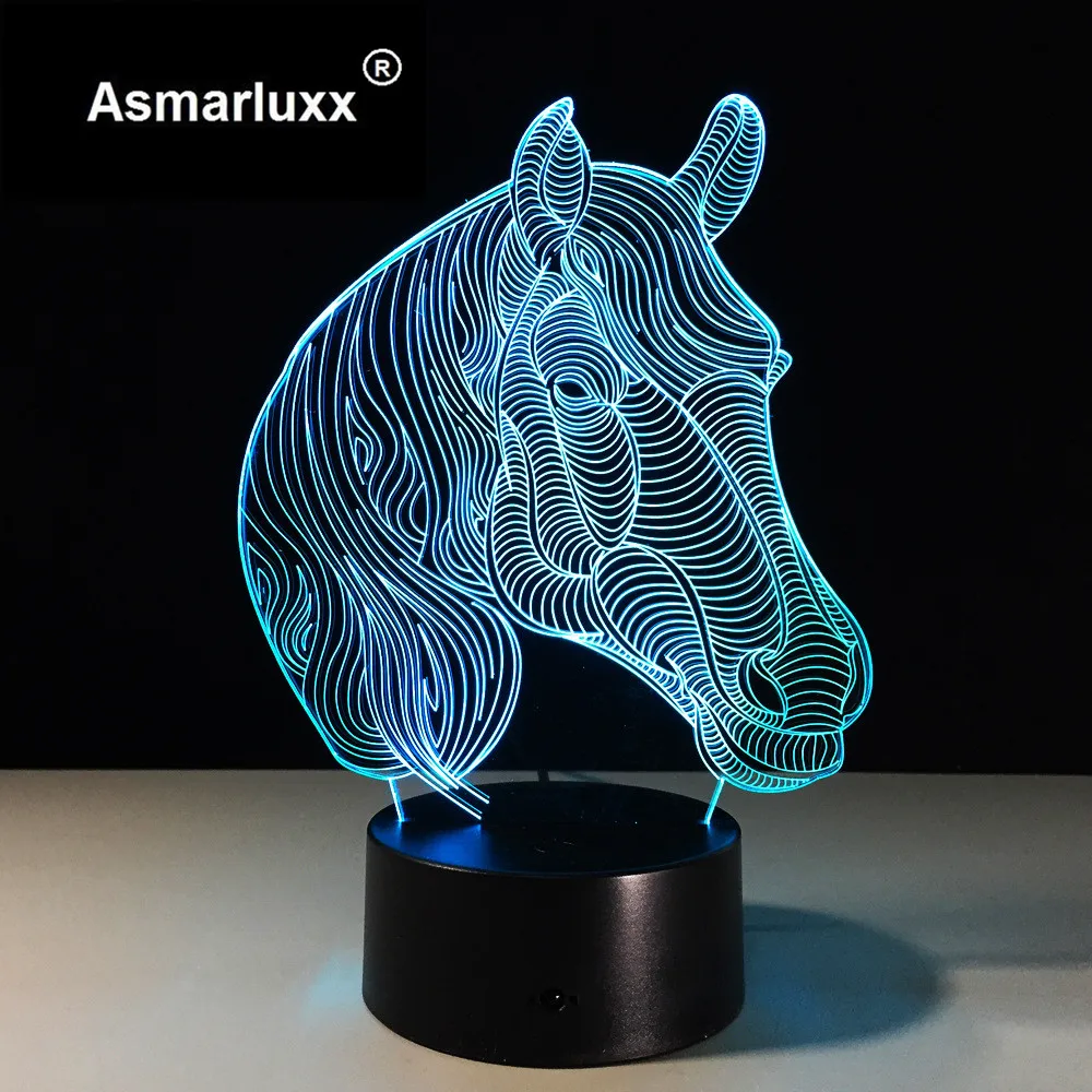 Arklių Led pagrindiniai kištukiniai naktinių lempų lizdai Akrilo 7 Spalvų Keitimas Gyvūnų 3D LED šviesos Stalas Stalo Lempa USB 5V Žibintus, Namų Puošybai