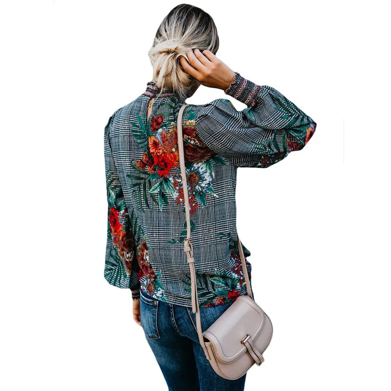 2019 Moterų Vintage Palaidinė Vasaros Golfo Marškinėliai ilgomis rankovėmis Laukinių Marškinėliai Moteriška Bohemijos Grapic Moteris Viršūnes SP484