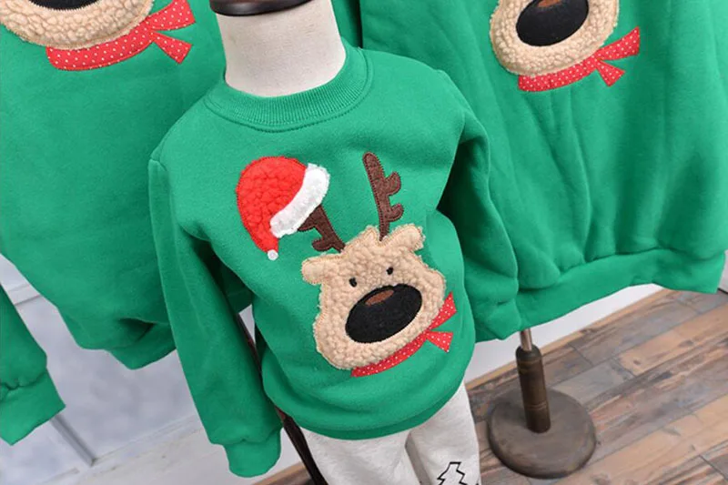 Šeimos Drabužių 2020 M. Rudens Žiemos Megztinis Kalėdų Elnias Vaikų Drabužiai Vaikas Marškinėliai Polar Fleece Šilti Šeimos Atitikimo Komplektus
