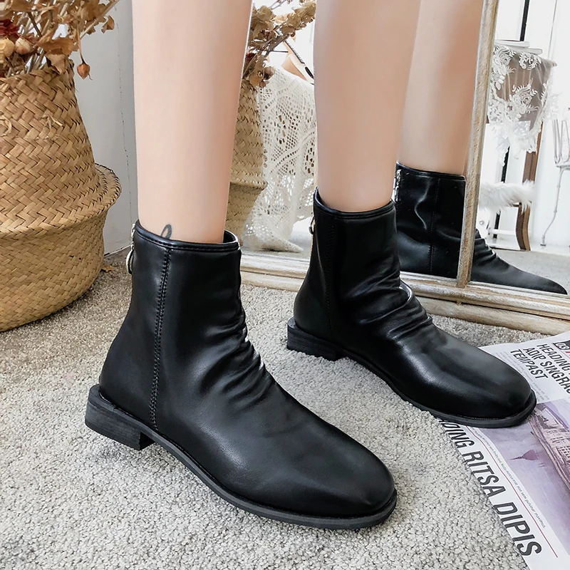 2019 Karšto Pardavimo Moterų įkrovos split odos batai Moterims, žiemos batai, šilta pliušinis batai juoda zip botines mujer Chaussure U11-94