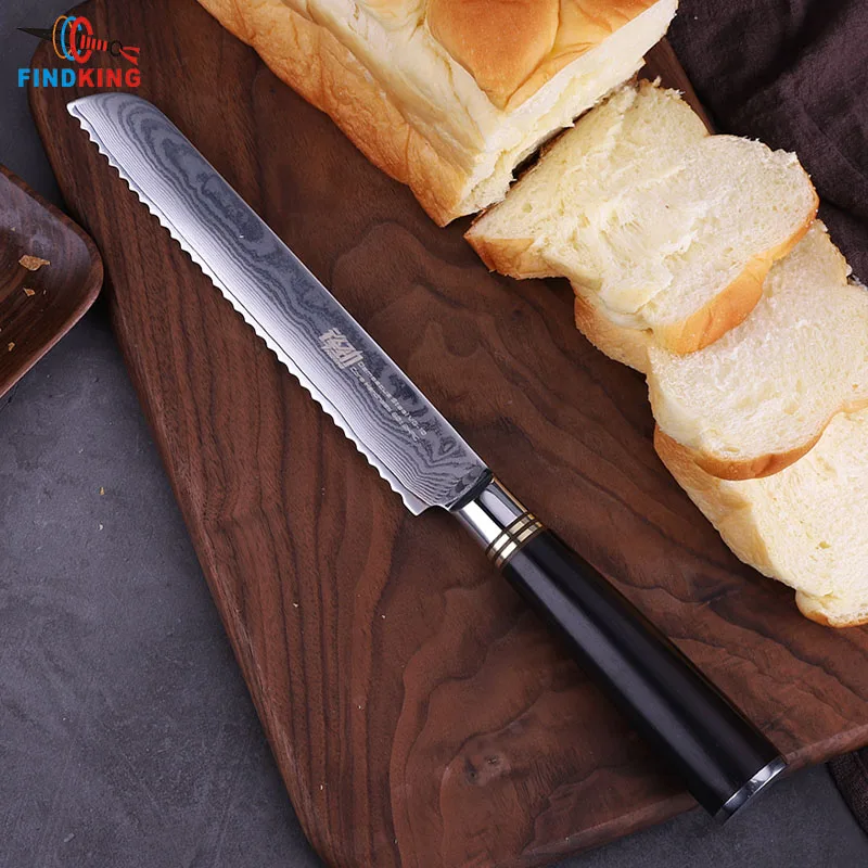 FINDKING 6 VNT Damaske virtuvės peilių rinkiniai, 67 sluoksnio Plieno peilis juoda rankena peilis Naudingumas Santoku Virėjo Duonos Peilis nustatyti Geriausias