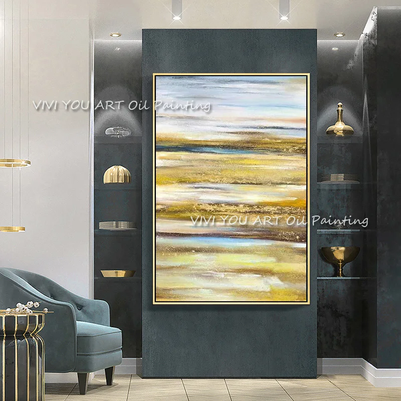 2020 Šiaurės Stiliaus Rankų Darbo Gryno Aukso Folija Aliejaus Tapybai Namų Sienų Apdailai Meno Nuotrauką Kambarį Viešbutyje Įėjimo Nuotrauką