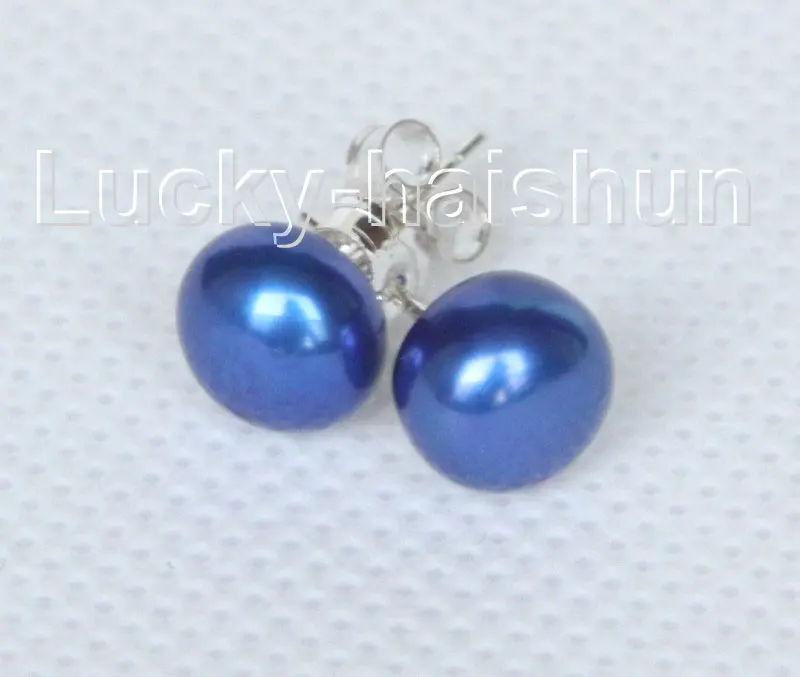 Originali Stud 8mm, tamsiai mėlynos gėlavandenių perlų Auskarai