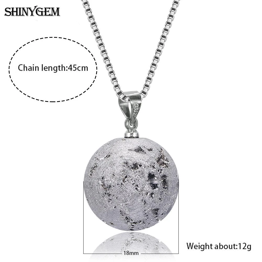 ShinyGem Mineralinis Crystal Ball Karoliai, Aukso/Sidabro Padengtą Grandinės Gamtos Druzy Akmens Moon Planet 