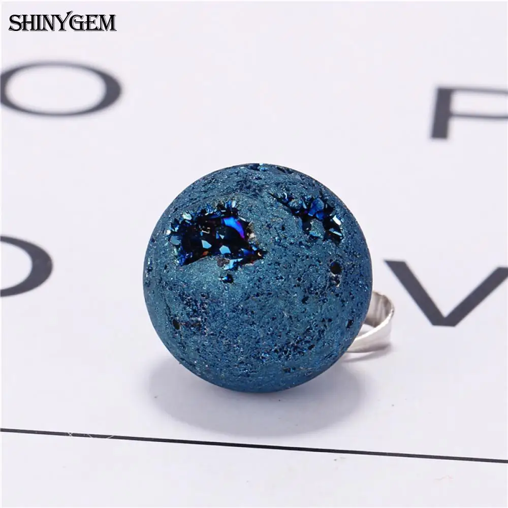 ShinyGem Mineralinis Crystal Ball Karoliai, Aukso/Sidabro Padengtą Grandinės Gamtos Druzy Akmens Moon Planet 